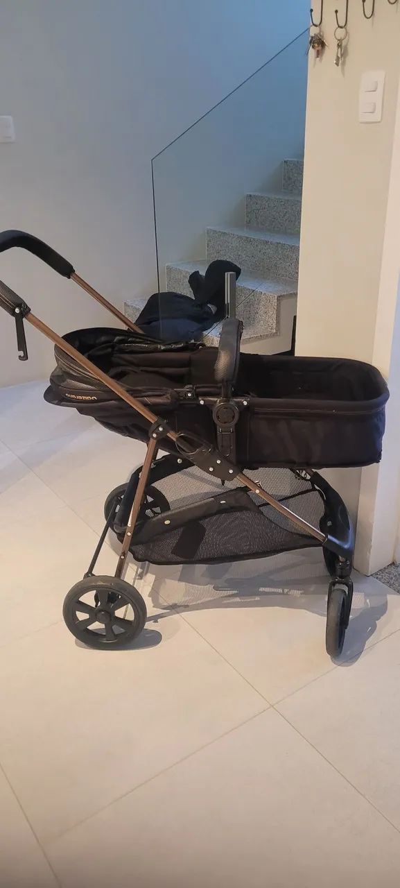 Vendo carrinho galzerano napoli top de linha 3 em 1 ,carrinho moises + bebe conforto - Foto 4
