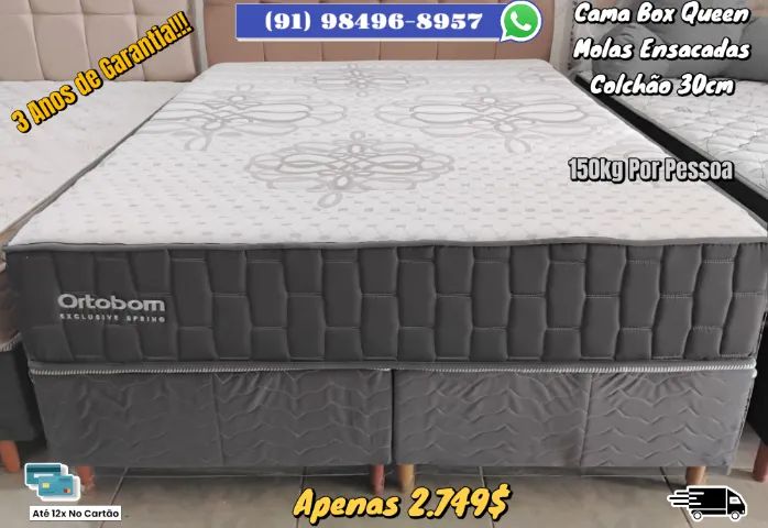 CAMA QUEEN ORTOBOM 3 ANOS DE GARANTIA 