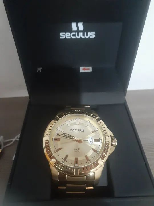 Relógio Seculus Masculino Dourado