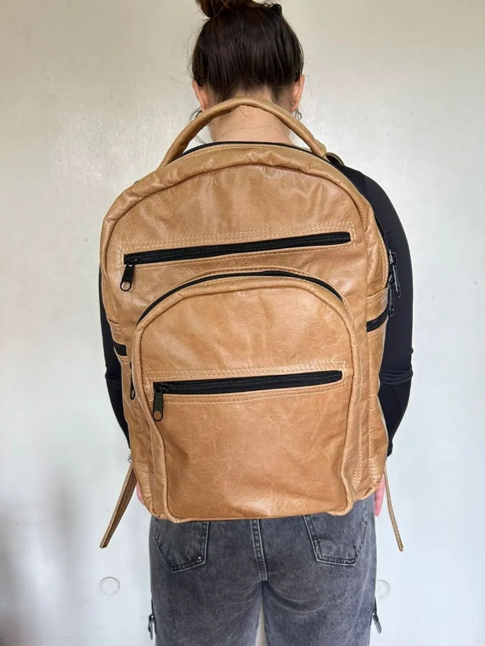 Mochila COURO Legítimo NOVA M - Foto 5