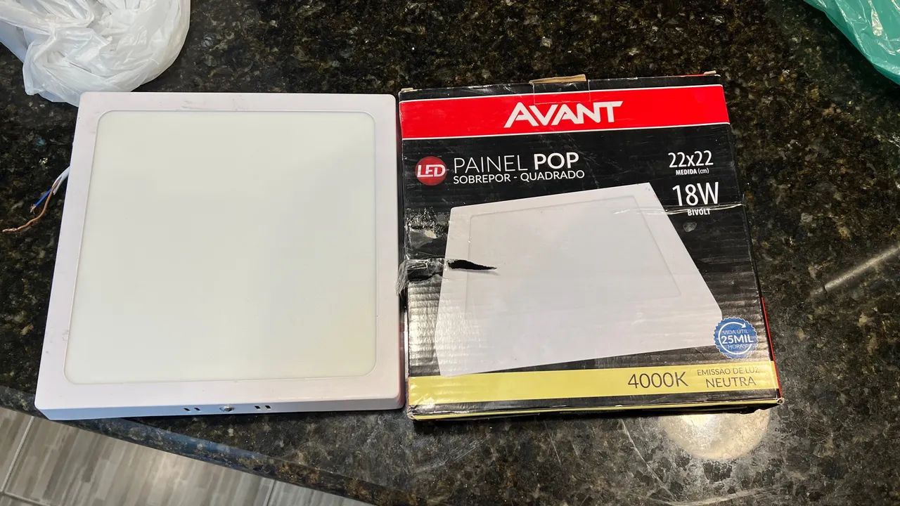 Painel LED 18W Quadrado 22x22cm Bivolt 4000K - Foto 2