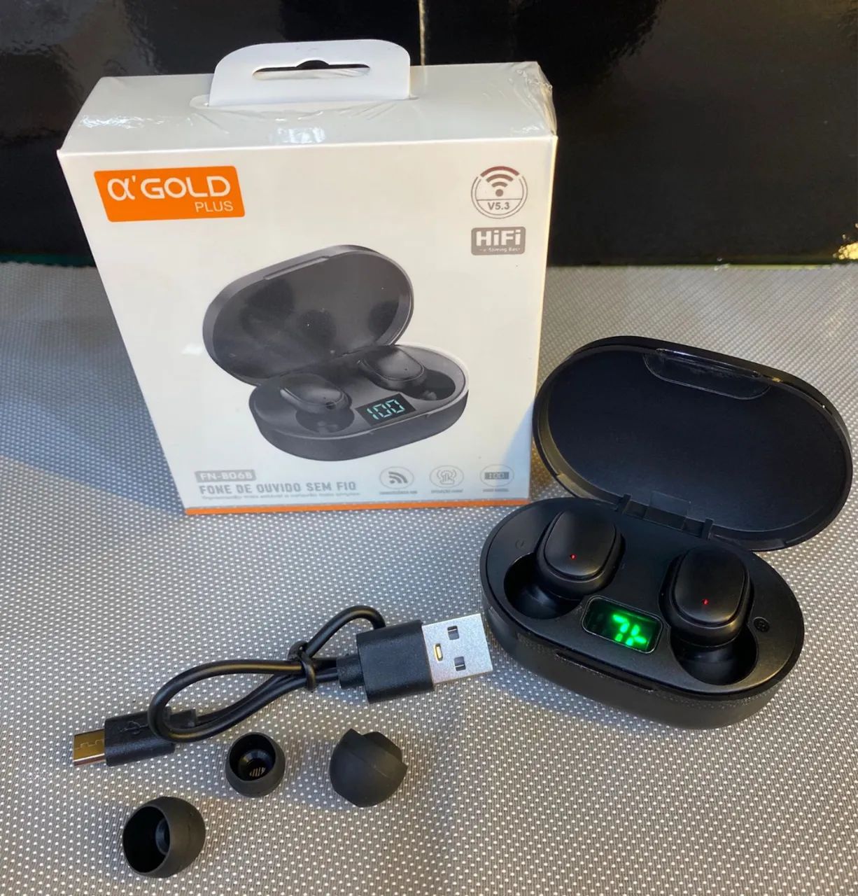 Fone de ouvido Bluetooth com visor digital A?gold
