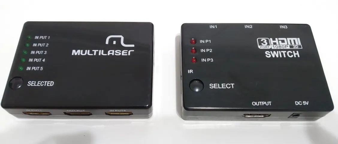 Switch Hdmi Multilaser 5 Portas e 3 Portas   