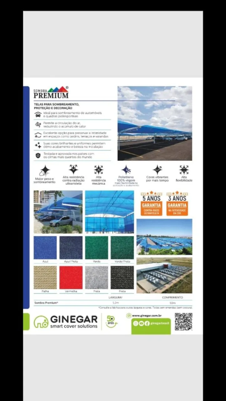 Tela de Sombramento 90% Azul Premium