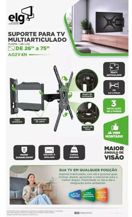 Suporte para TV Articulado 26'' a 55'' - Novo - Foto 2