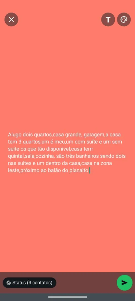 Tenho dois quartos disponíveis,sendo um com suíte e outro normal,casa grande,bairro zona l