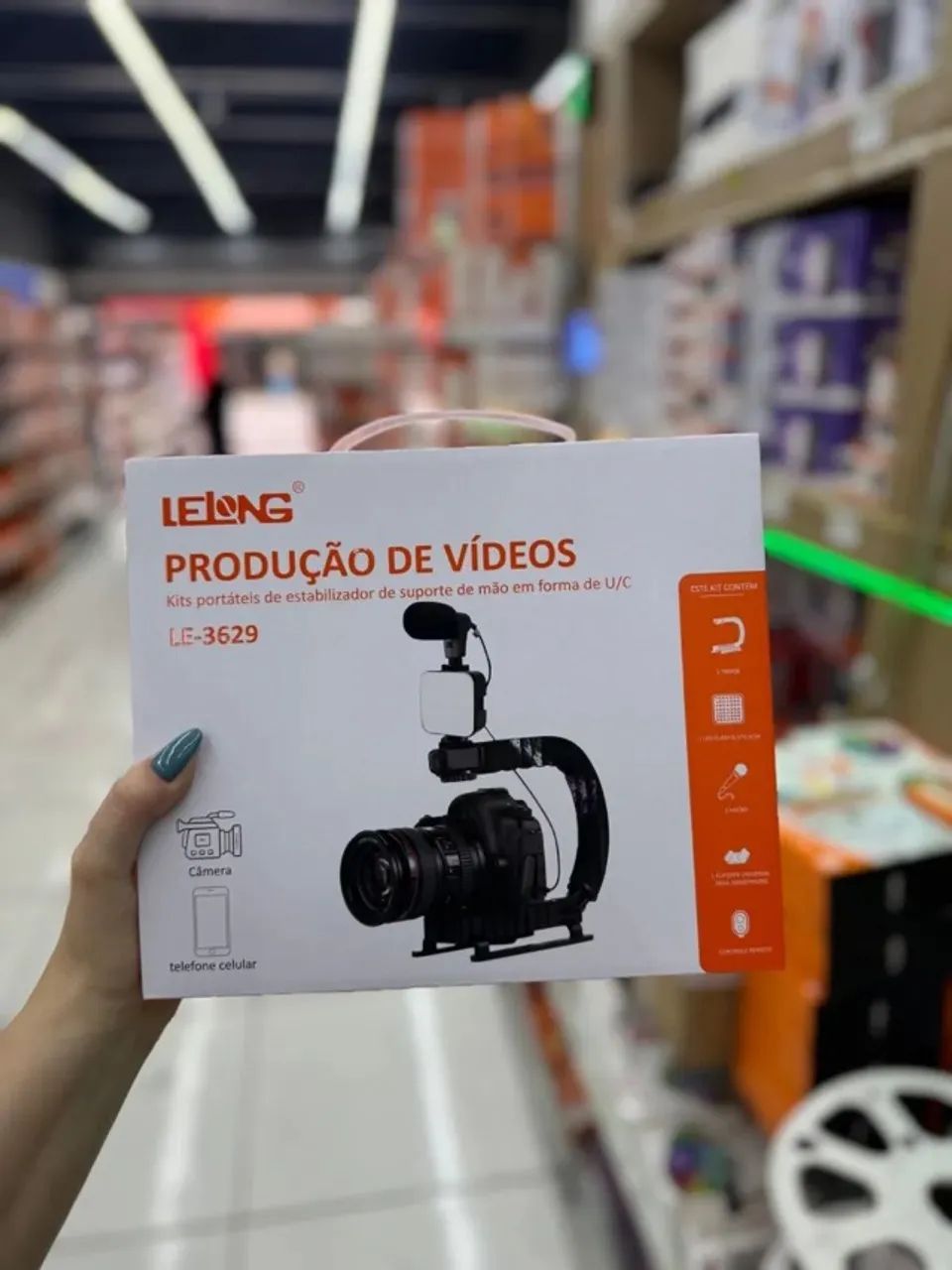 Estabilizador de Vídeo com Suporte, Led, Microfone e Controle