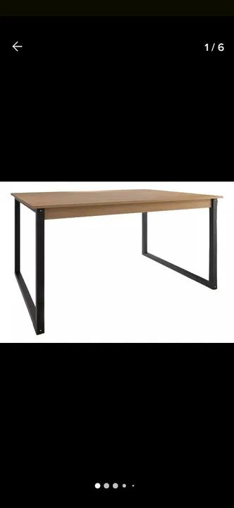 Mesa de Jantar Retangular em Madeira com Pernas de Ferro - Foto 2