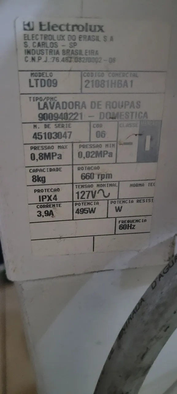 Máquina de lavar Electrolux LTD09