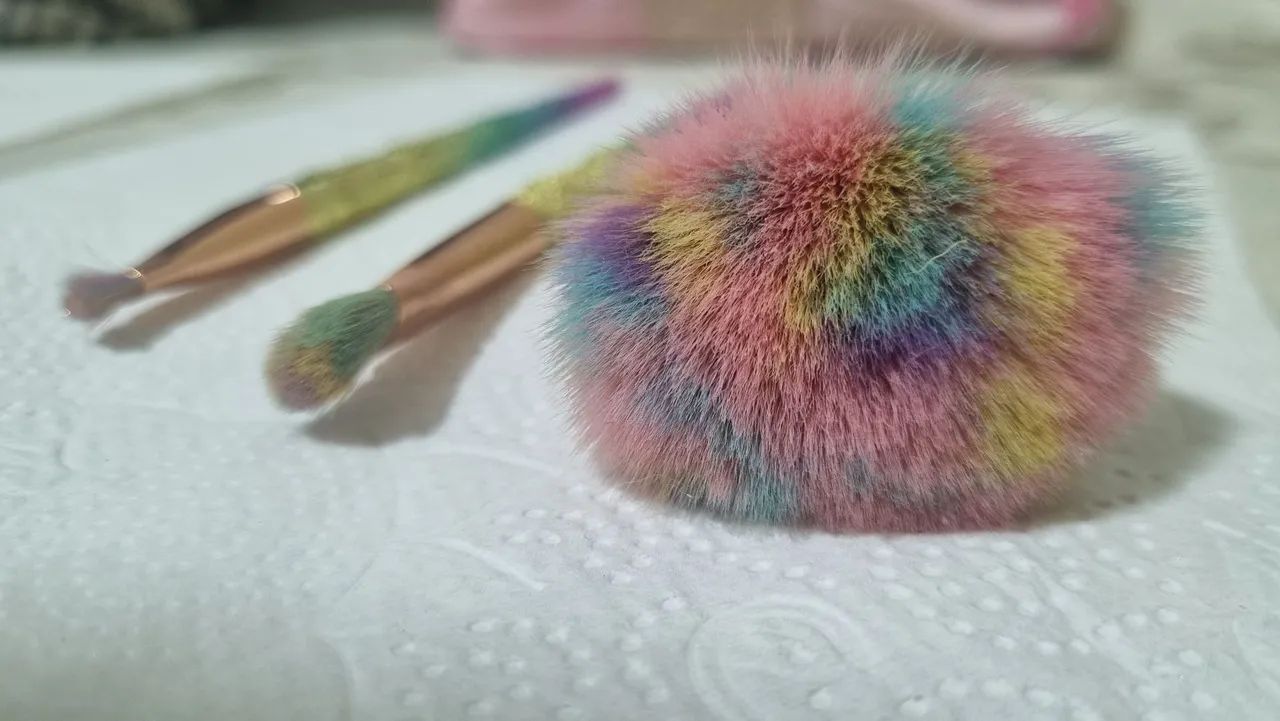 Kit de Pincéis de Maquiagem - Rainbow Glitter - NOVOS - Foto 2