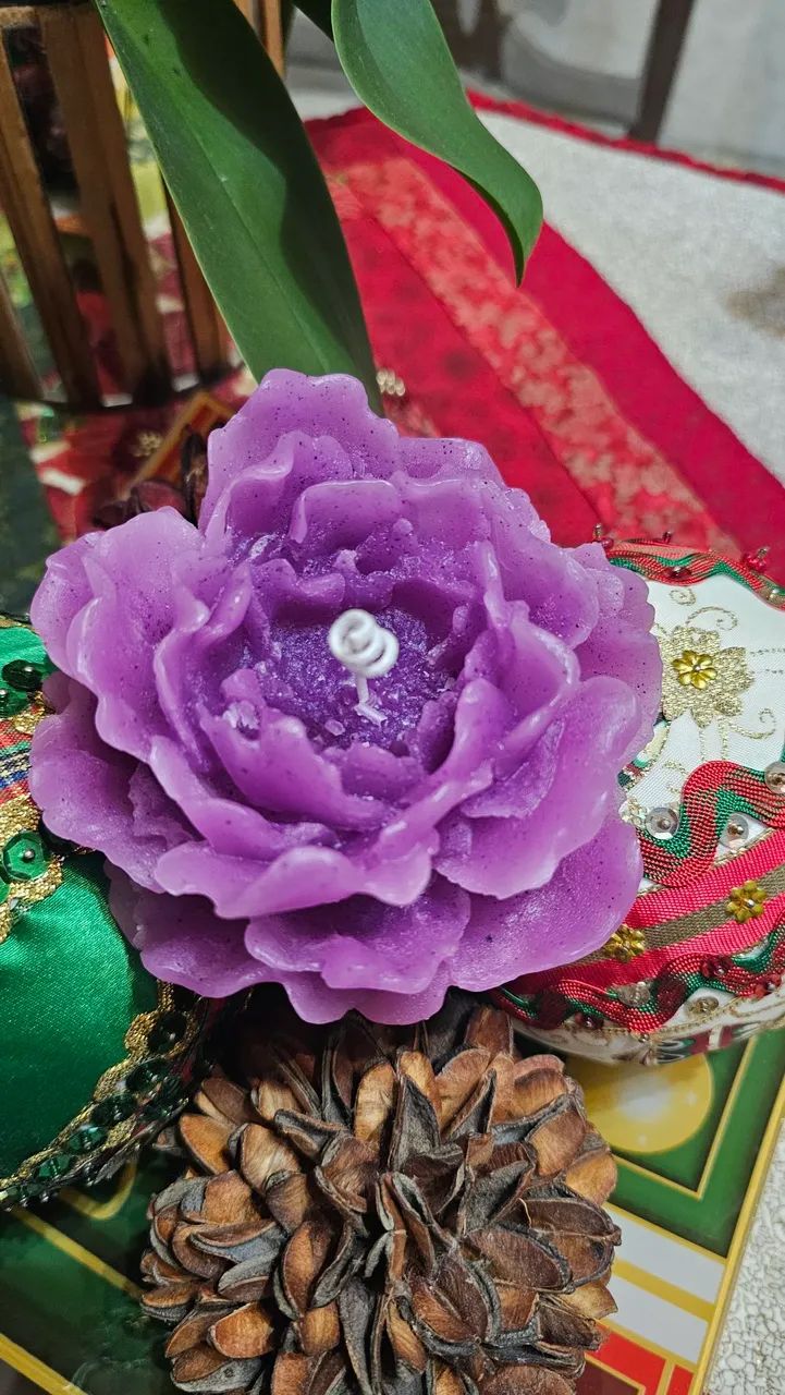 Vela Flor Rosa - Foto 2