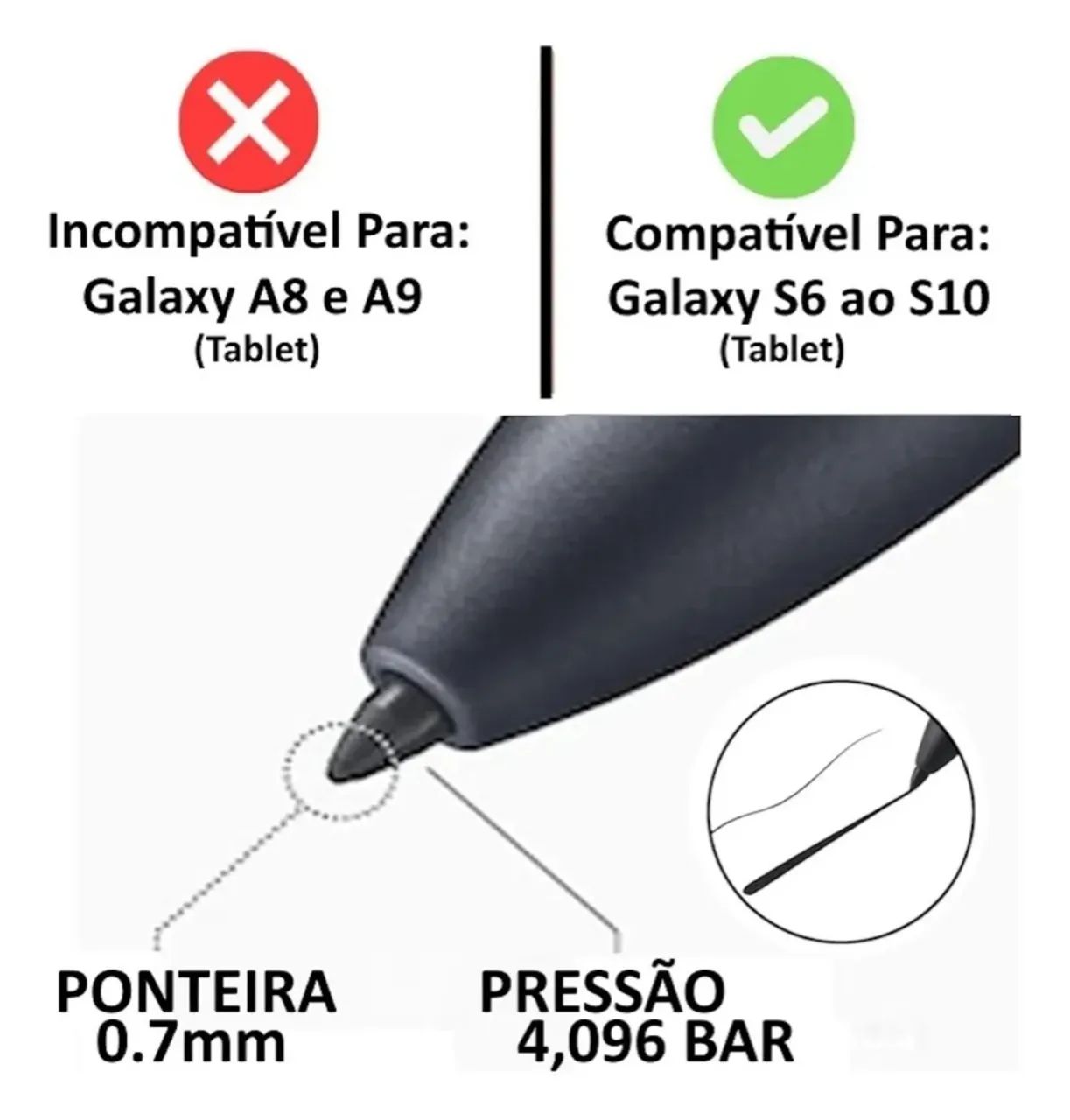 Caneta S Pen Magnética para Samsung Tab S6 S7 S8 S9 S9+ - Foto 5