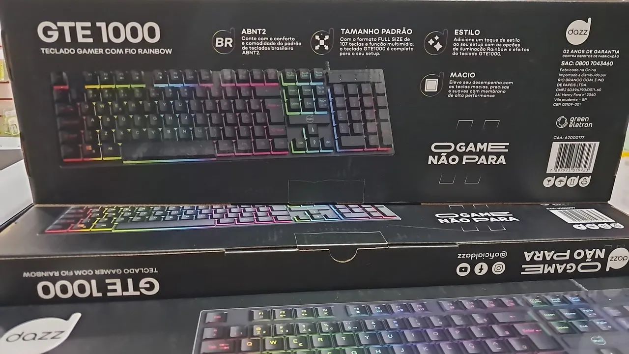 Teclado Gamer GTE 1000 com Fio Rainbow Dazz