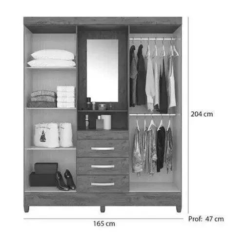 Guarda Roupa 4 Portas 3 Gavetas Espelho Novo Varios Modelos - Foto 2