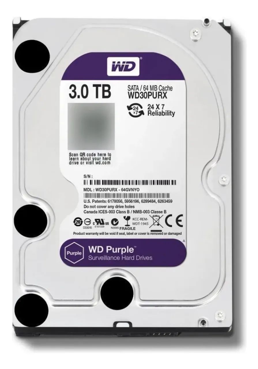 Disco Rígido Wd Purple Hd 3tb Para Cftv Intelbras64842079791105120