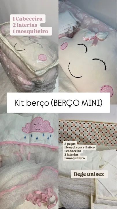 Kit para MINI BERÇO tema Nuvem 