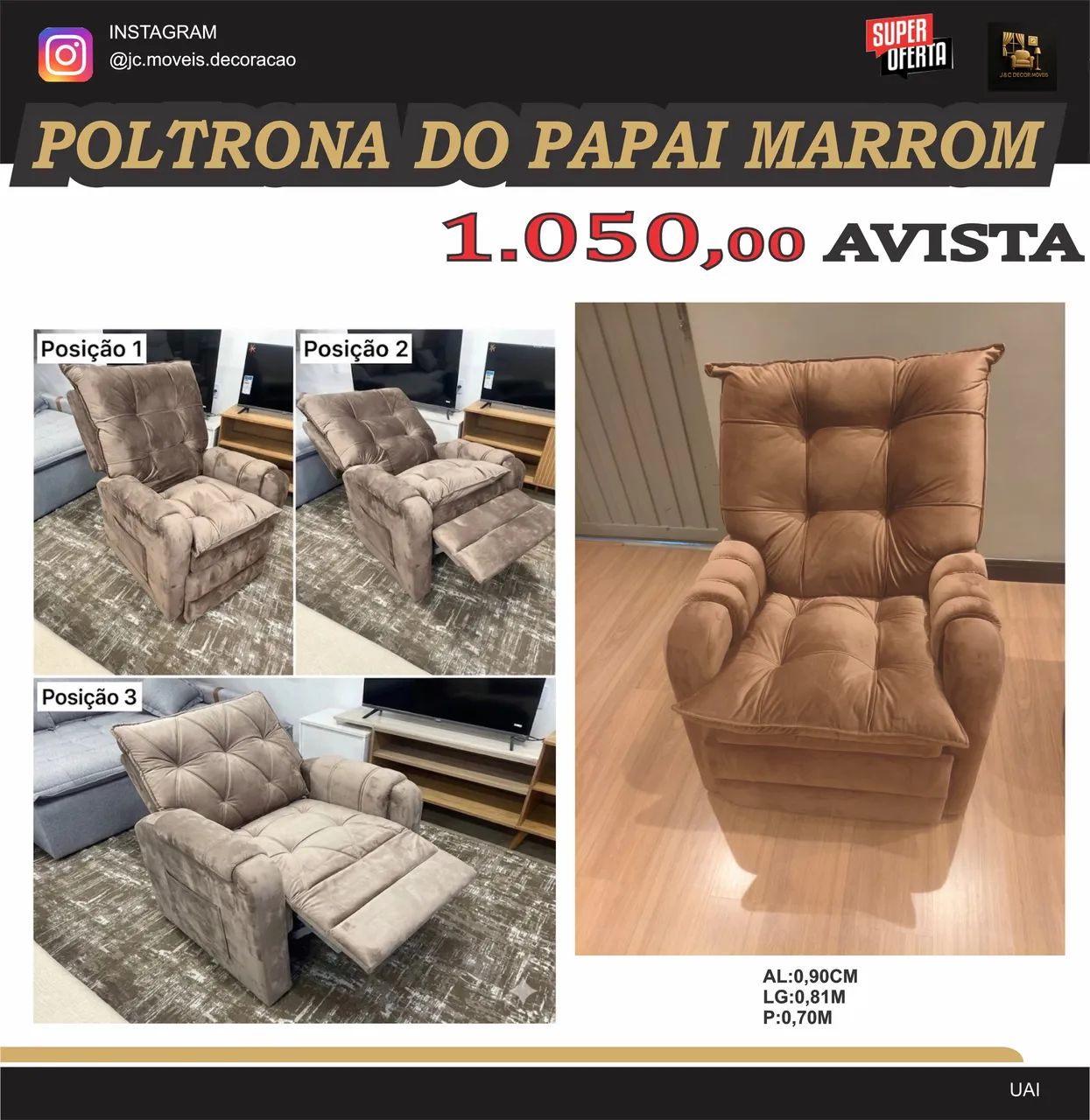 POLTRONA DO PAPAI VELUDO MARROM 