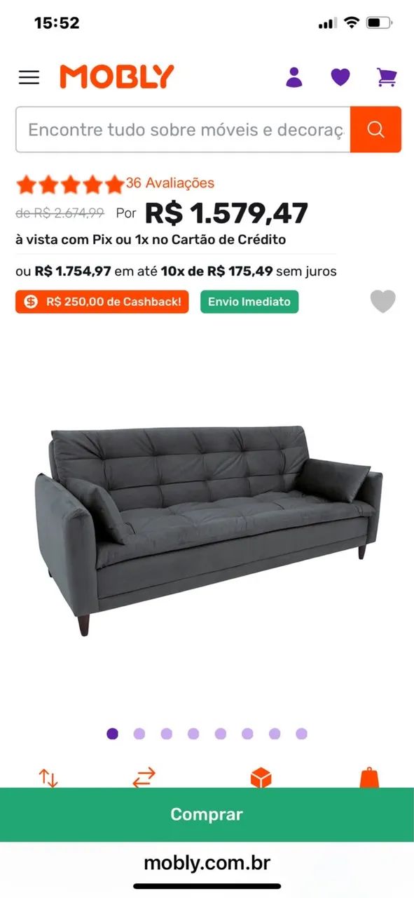Sofá mobly 3 Lugares - Foto 4