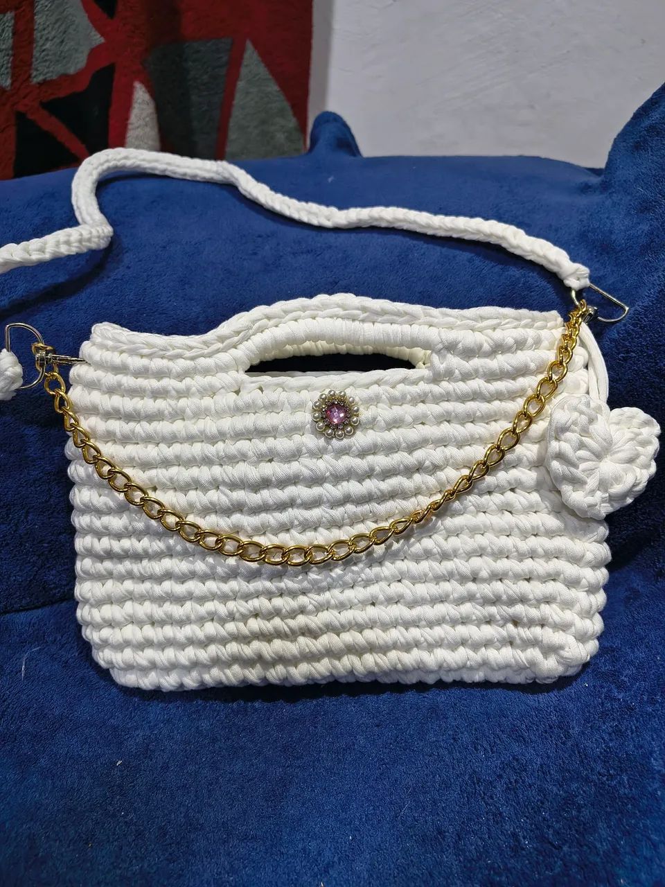 Bolsa de croche fio de malha  - Foto 2