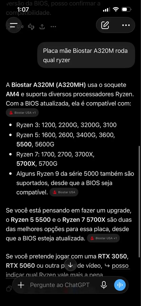 Placa mãe Biostar A320M