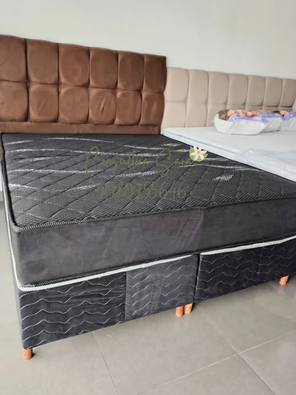 CAMA BOX BASE+COLCHÃO SUPER KING 