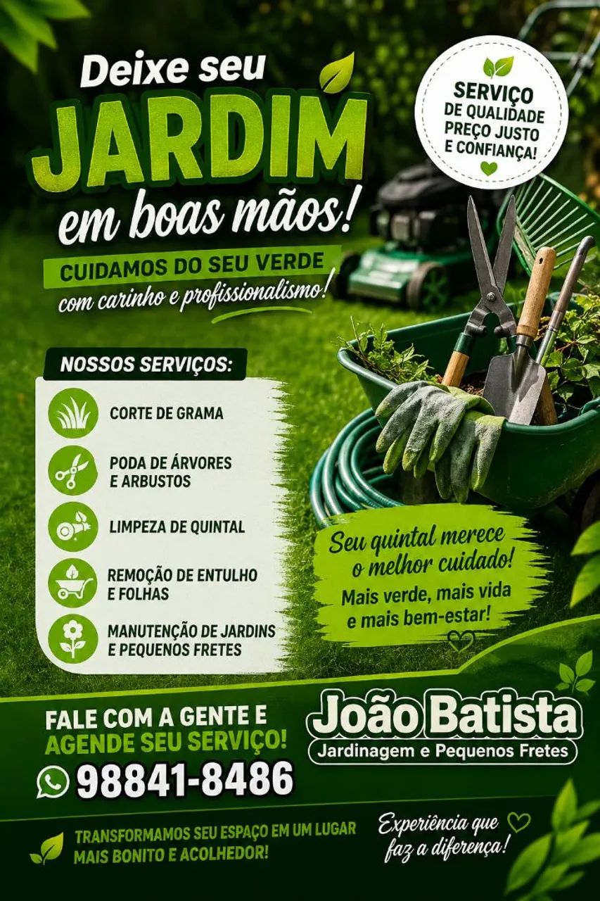 Serviço de jardinagem,frente pequenos,limpeza de lotes