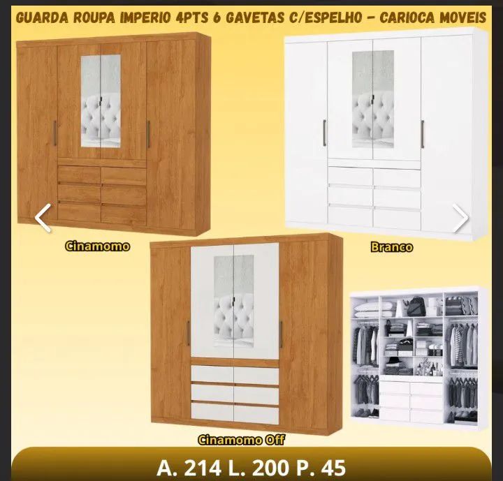 Guarda roupa de casal, com Espelhos super dividido  - Foto 2