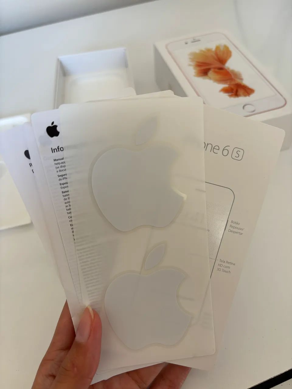 Caixa iPhone 6s Original com Manuais Adesivos e Chave Sim - Foto 4