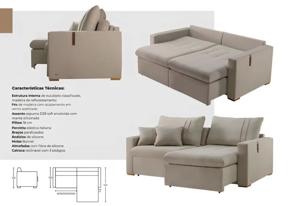 *Sofá Cama Retrátil Moscou 2,30 cm Pronta Entrega. - Foto 3