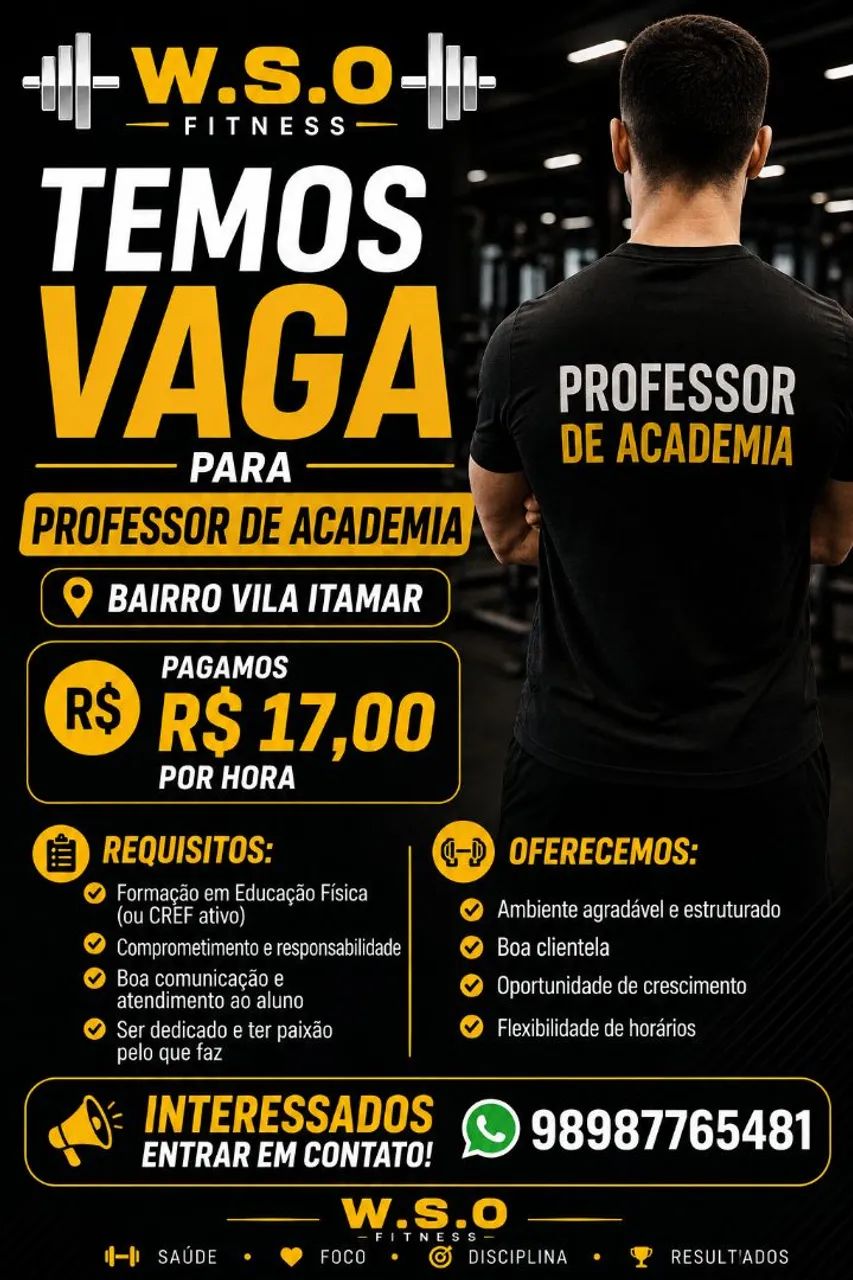 Vaga professor de academia