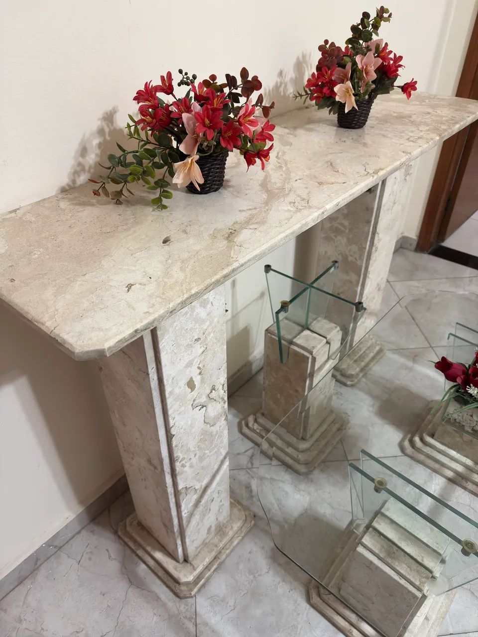 Pacote Mesas de Centro e Aparador em Mármore Carrara - Foto 2