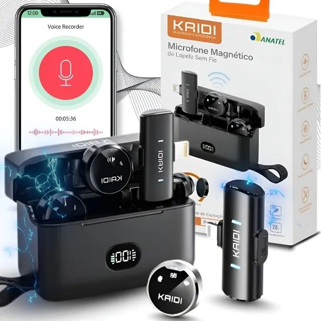 Microfone de Lapela Magnético Kaidi P4-C Duplo - Sem Fio (USB-C) - Foto 3