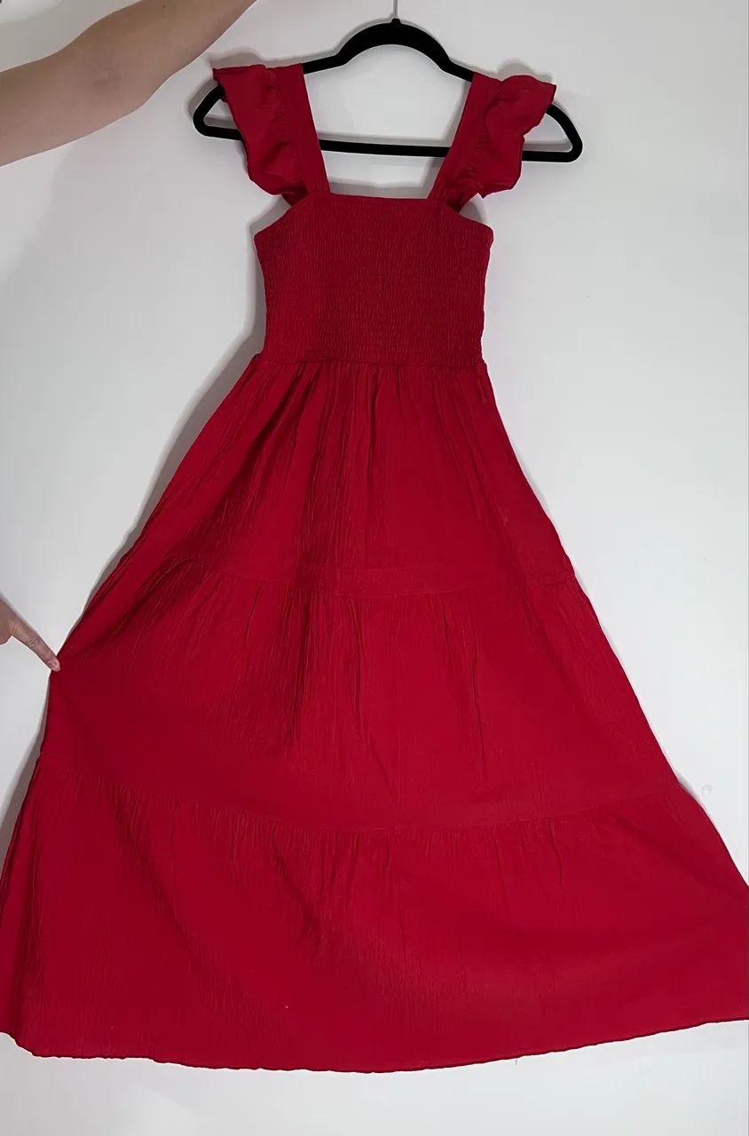 Vestido Vermelho Longo Fluido
