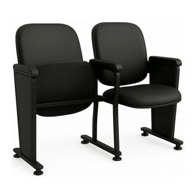 Poltrona Rebatível Para Auditório Corino Preto Design Sofisticado 38102 - Foto 2