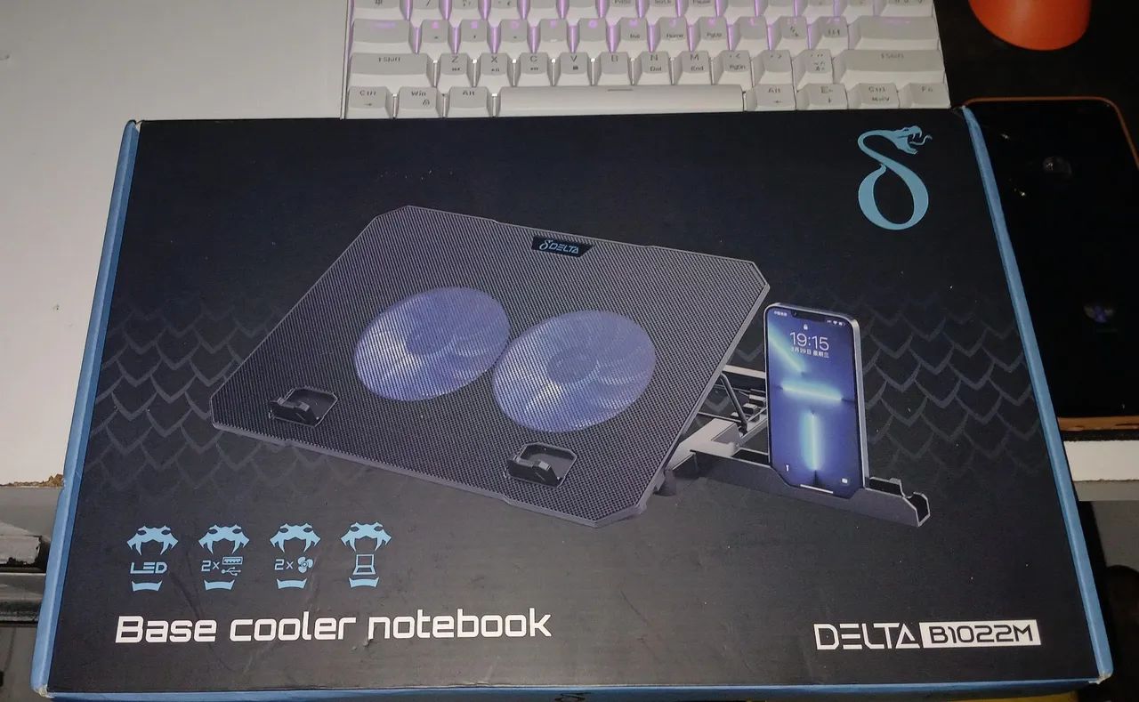 BASE REFRIGERADORA PRA NOTEBOOK COM SUPORTE PRA CELULAR  
