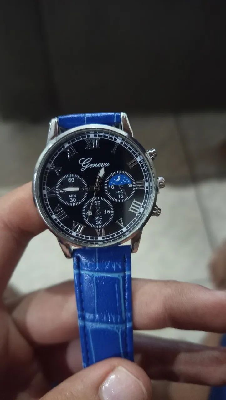 Relógio de Pulso Masculino Geneva - Azul e Preto - Foto 2