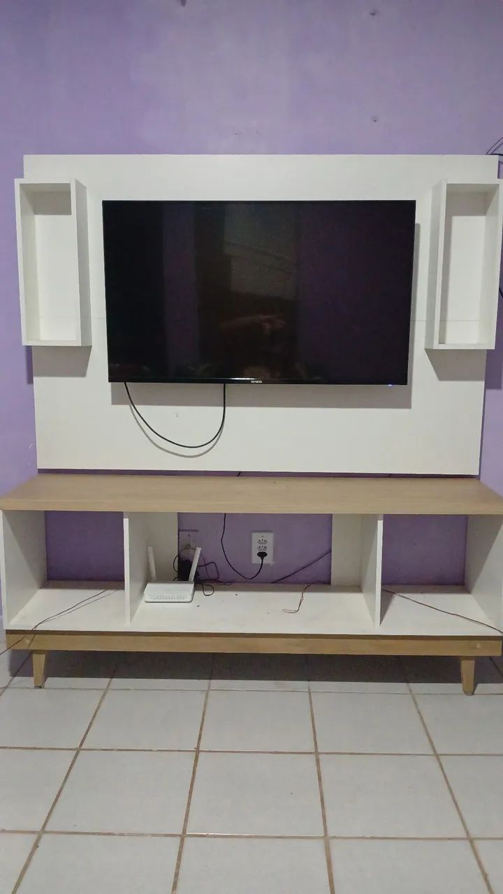 Painel com rack em total MDF sem avarias em perfeito estado. - Foto 2