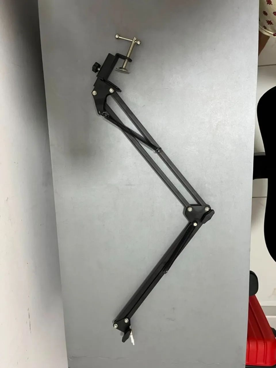 Braço Articulado Ferro Preto para Microfone Podcast Suporte de Mesa - Foto 2