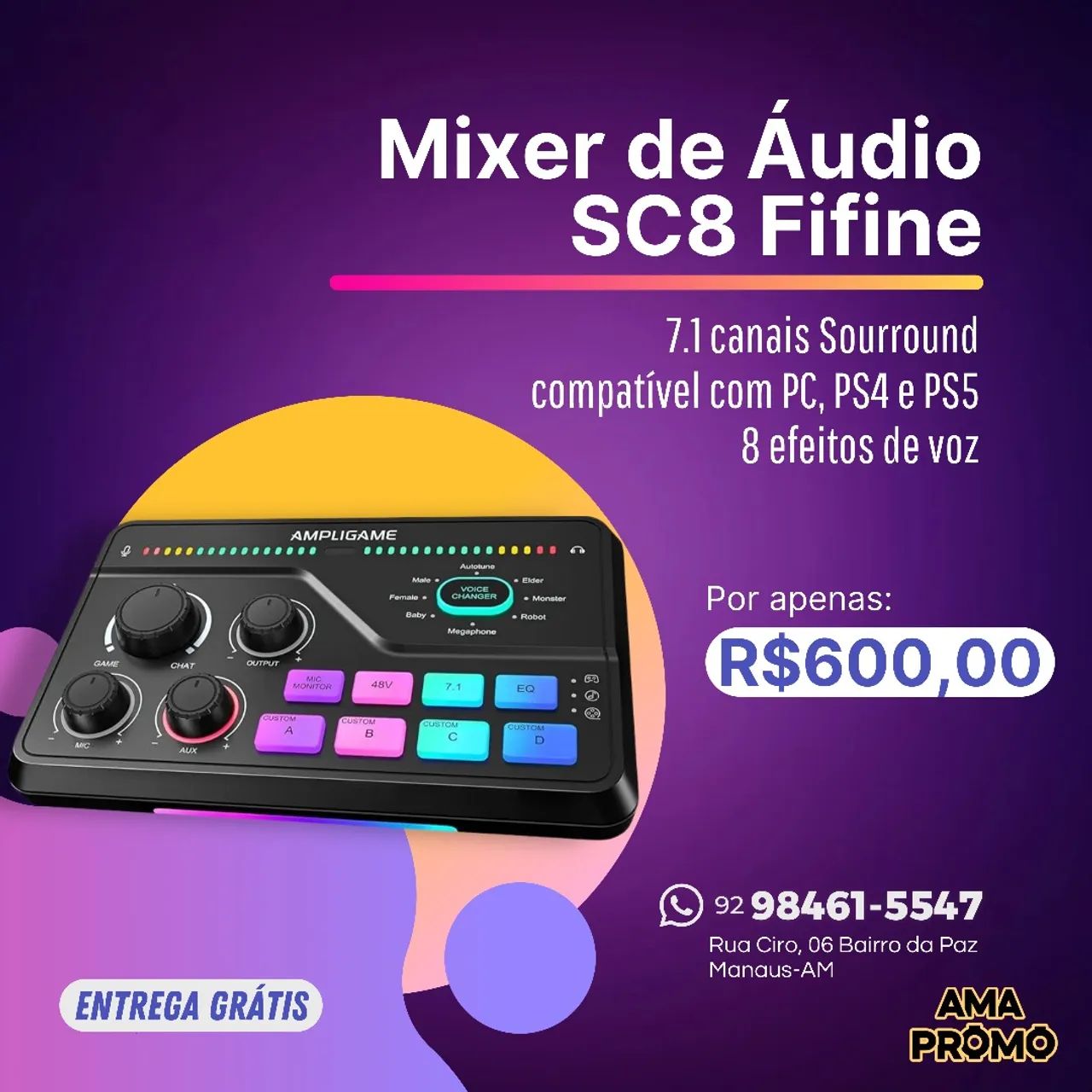 MIXER DE ÁUDIO FIFINE SC8