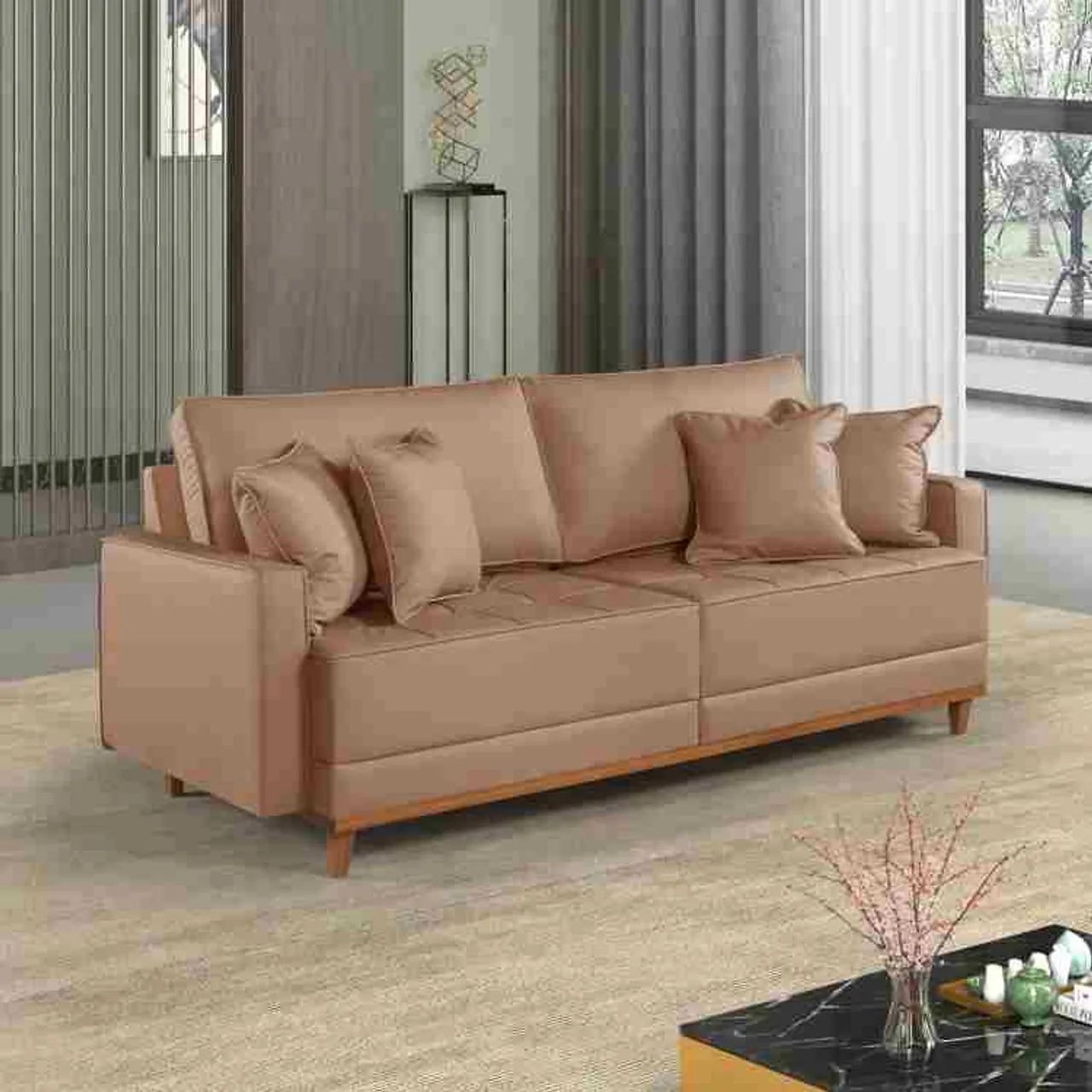 Sofá Living França 2,00m Courino  Caramelo s86