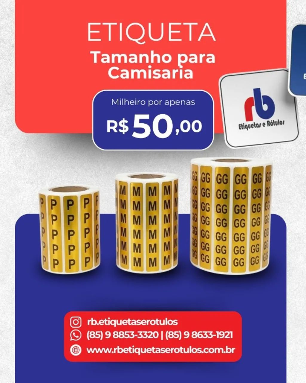 ADESIVOS DE TAMANHO PARA CAMISA - Foto 2