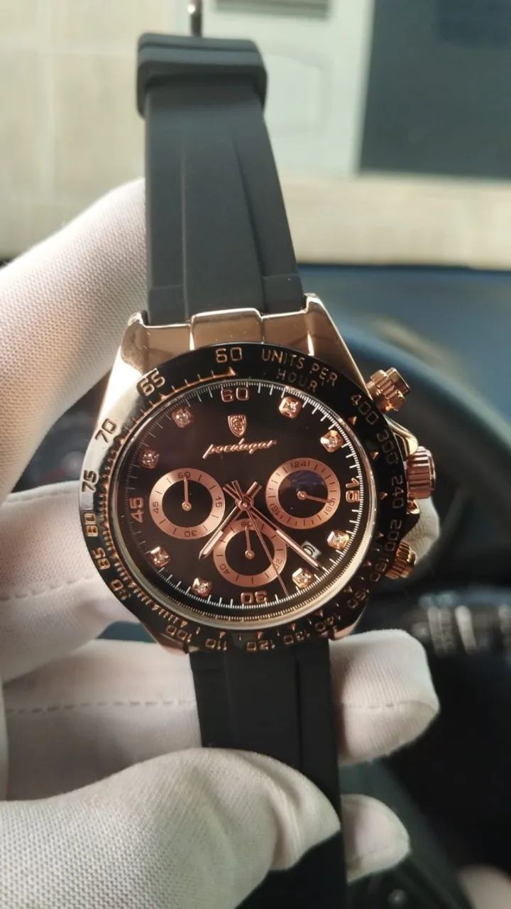 Relógio Poedagar Com Pulseira Silicone-Rosê - Foto 4