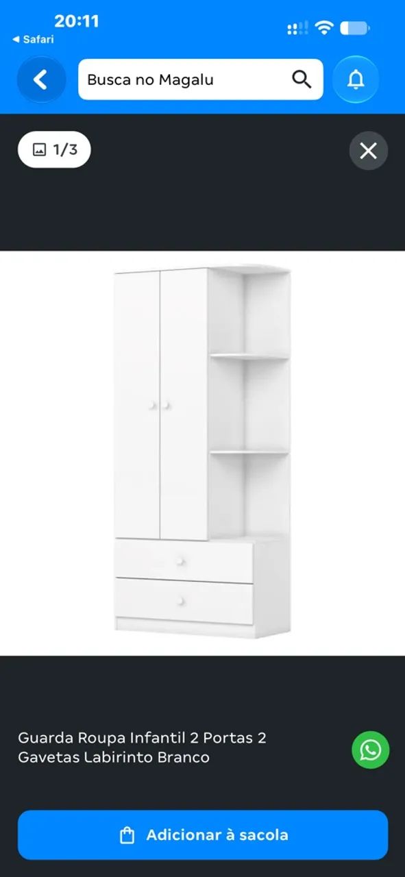 Guarda roupa infantil 