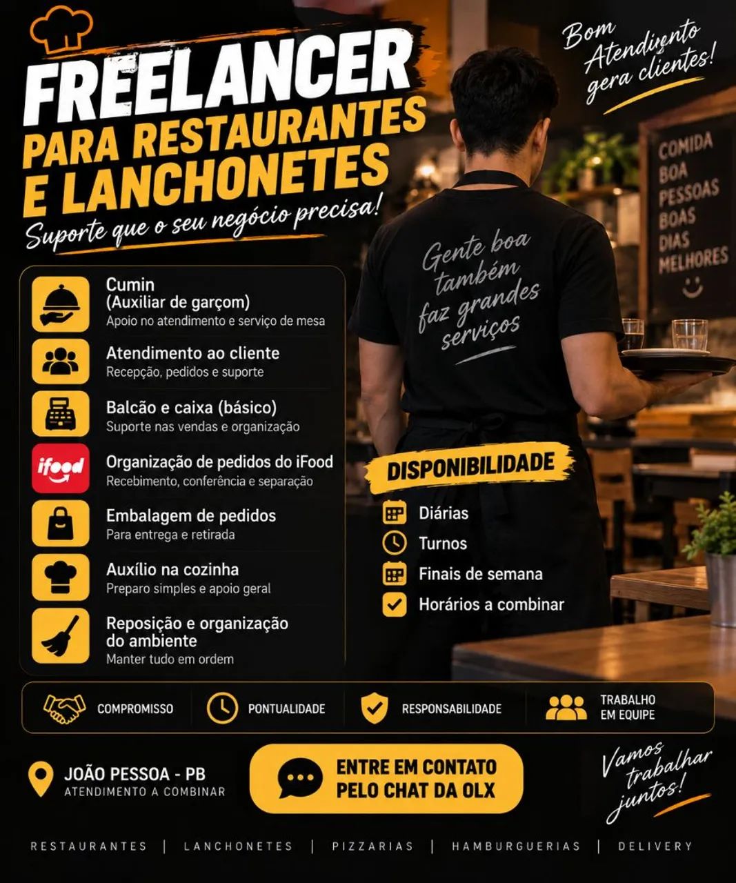 FREELANCER PARA RESTAURANTES, LANCHONETES E DELIVERY
