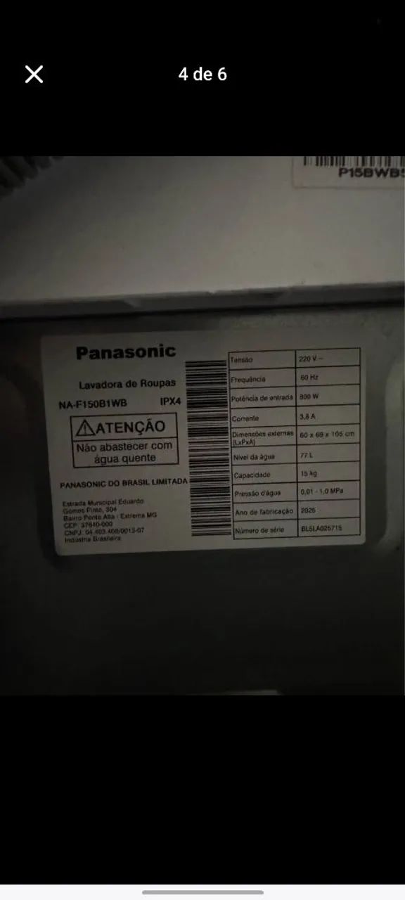 ? Máquina Panasonic 15kg Smartsense - Branca (Estado de Nova!) - Foto 4