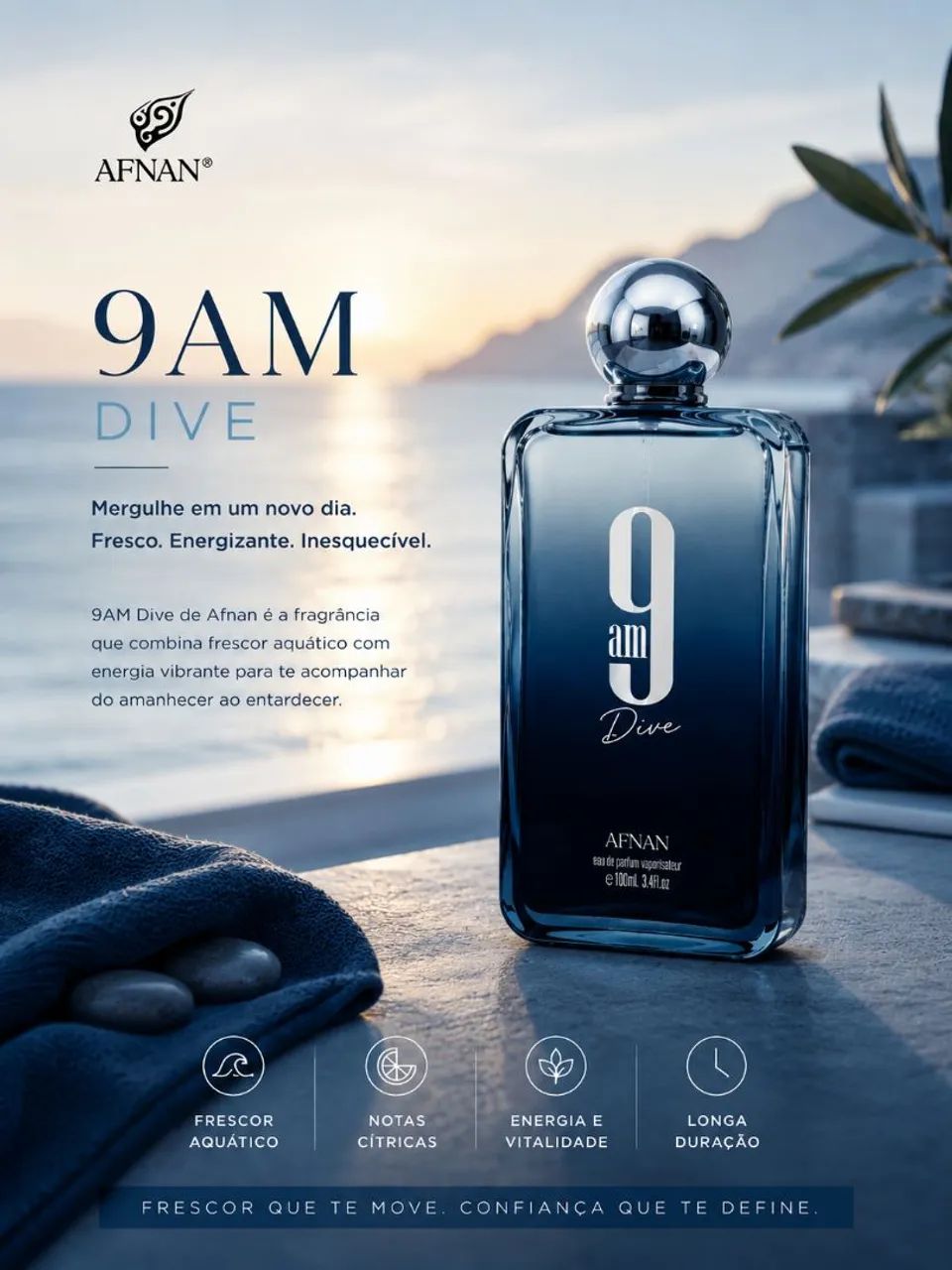 Perfume Afnan 9am Dive Masculino 100ml - Original Lacrado - Foto 2