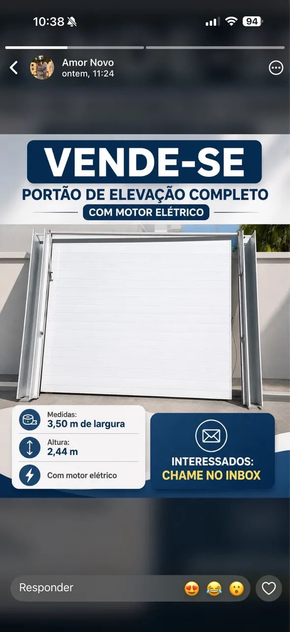PORTÃO DE ELEVAÇÃO COM MOTOR 