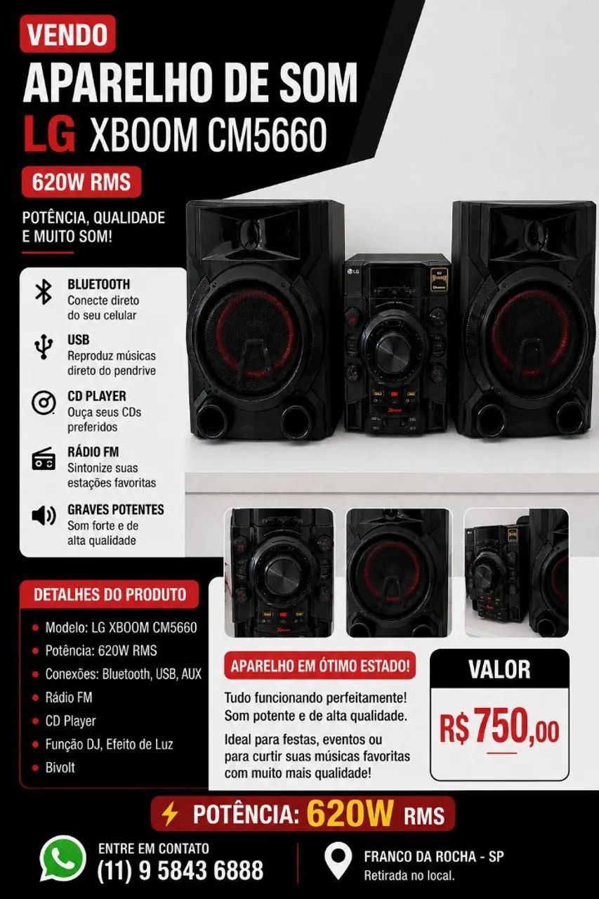 Vendo aparelho de som LG.