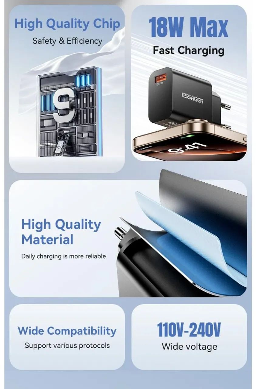 Carregador 18W Essager QC 3.0 USB A - Foto 5