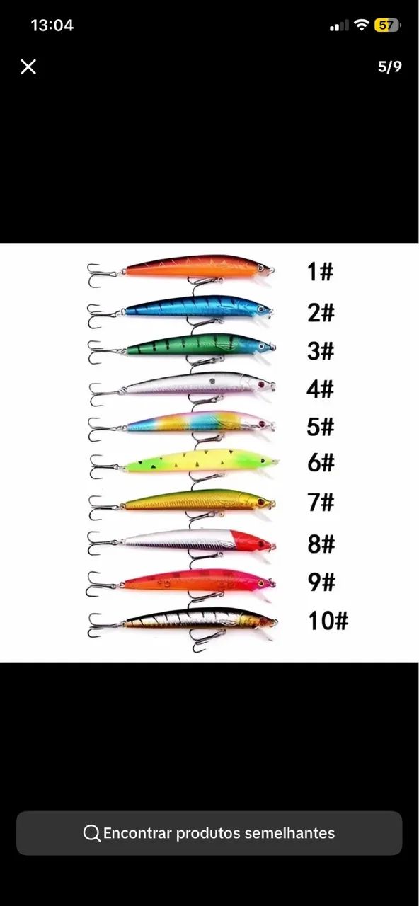 Kit 10/5 Iscas Artificial Meia água Premium Pesca Truta Peixe Realista Anzol Duplo 10cm 9g